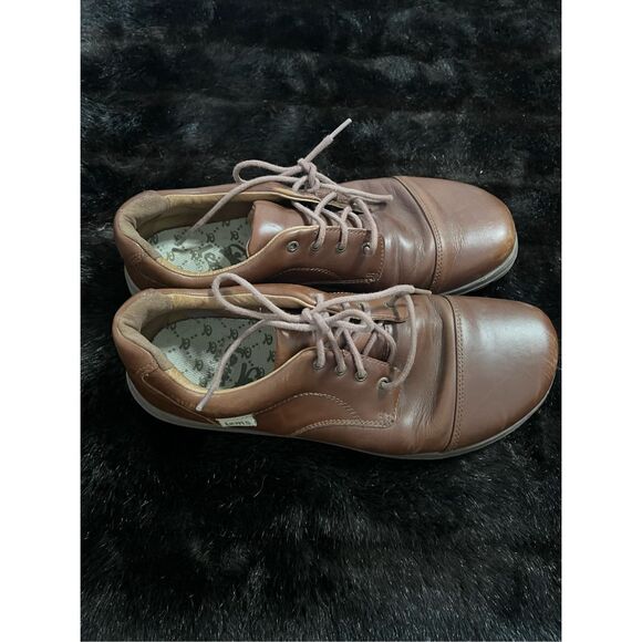 Mens 11 44 Lems Nine2Five Mocha Brown Leather Oxford Cap Toe Casual Shoes - Picture 5 of 6